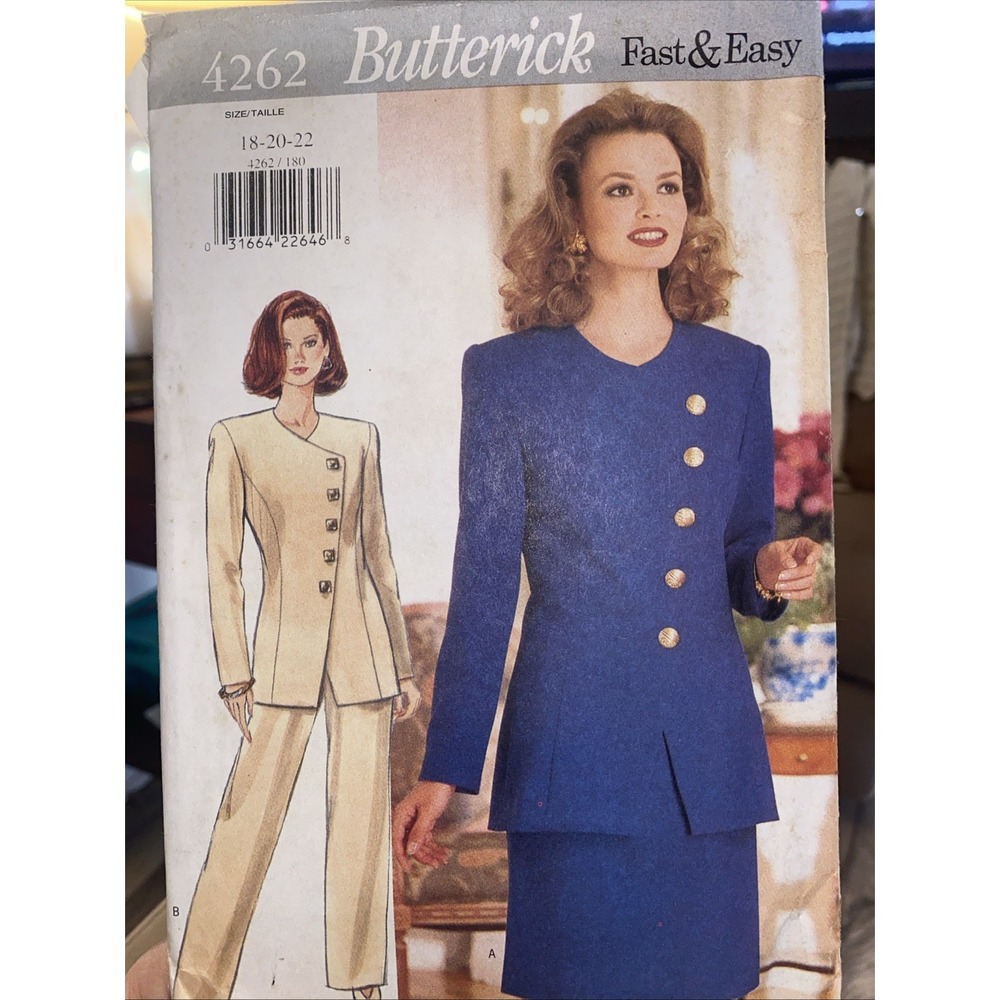 Vintage 1995 Butterick Suit Sewing Pattern 4262 Size 18-22 Uncut